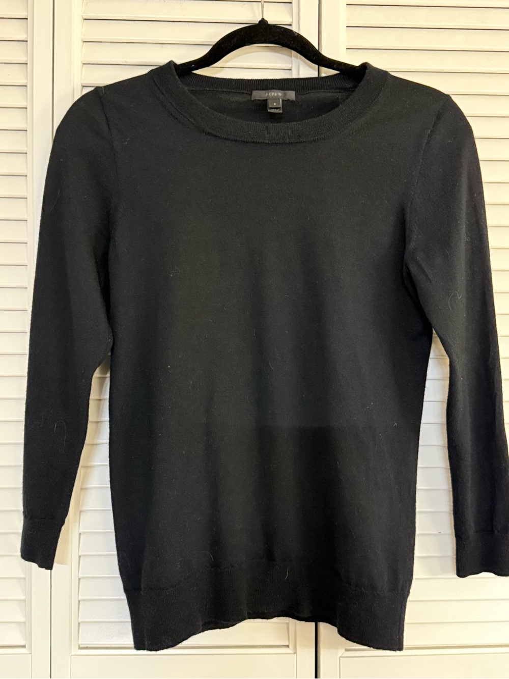 J.CREW Women’s Black 100% Merino Wool Knit Crewneck Pullover Sweater S